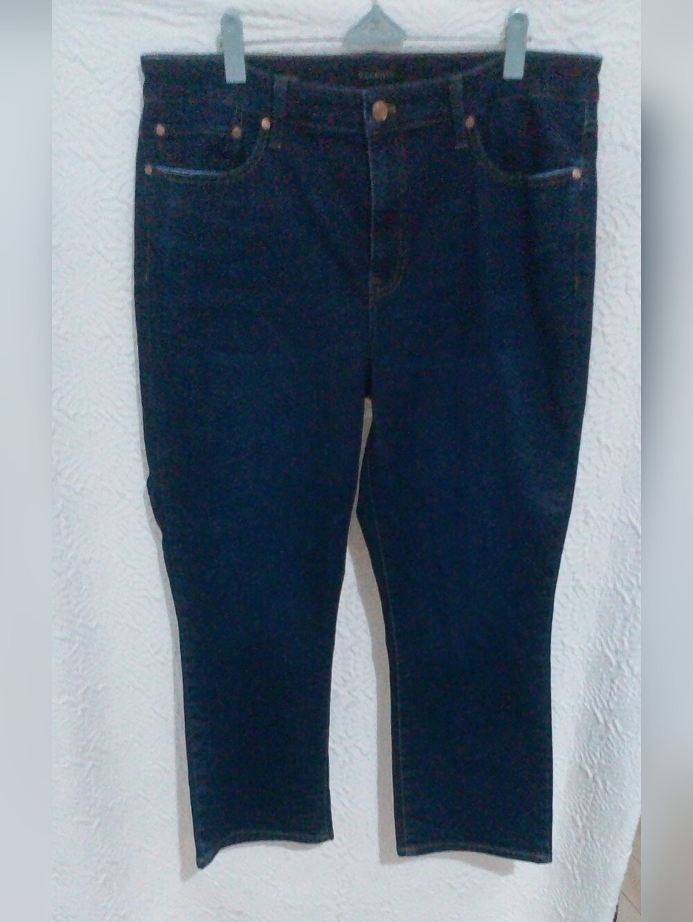 NWOT Talbots Crop Flare Jeans Dark Indigo Wash Stretch Denim Women's Size 14
